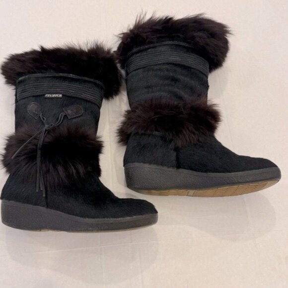 Tecnica Black Goat Fur Cow Hair Apres Ski Winter Boots EUR 38 Women’s Size 7.5 - Picture 2 of 11